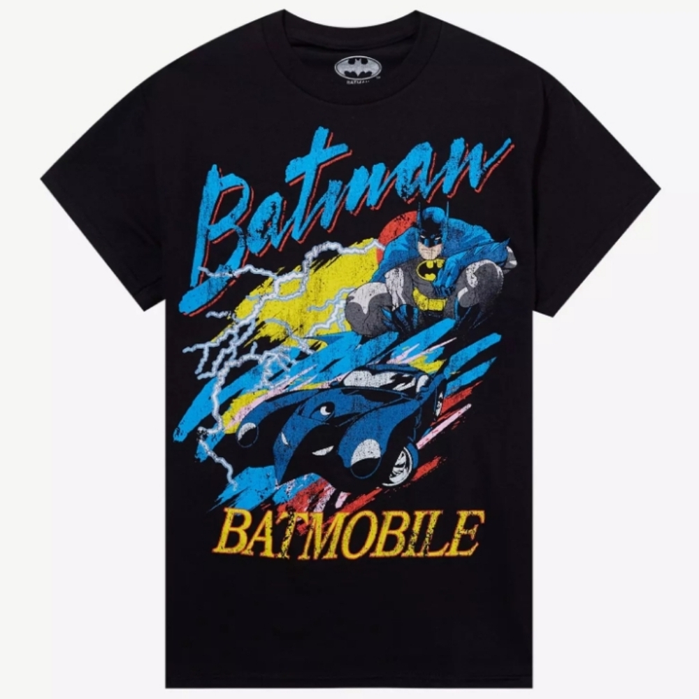 Batman Batmobile Black Vintage Wash Tee. XL. NWT. Unisex.